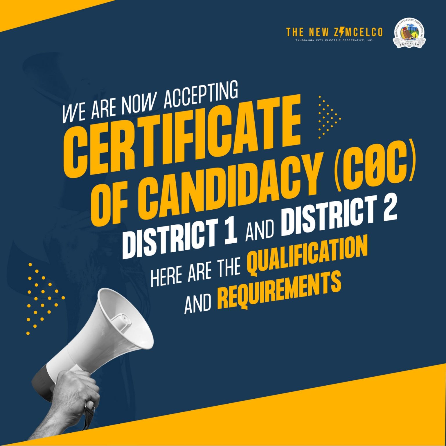 Officially Accepting Certificate of Candidacy (COC) New ZAMCELCO